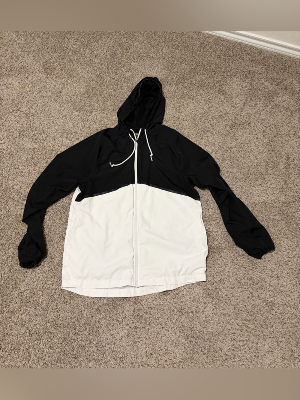 Athletic Works Black and White Mesh-Lined Jacket with Yellow Logo